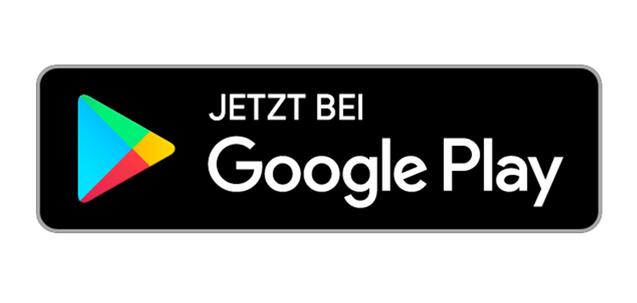 Schwarzes Banner mit dem Text &bdquo;JETZT BEI Google Play&ldquo; und dem Google Play-Logo in bunten Farben.