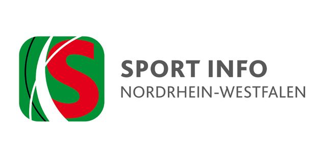 Logo von Sport Info Nordrhein-Westfalen mit stilisiertem "S" in Rot und Gr&uuml;n auf wei&szlig;em Hintergrund.
